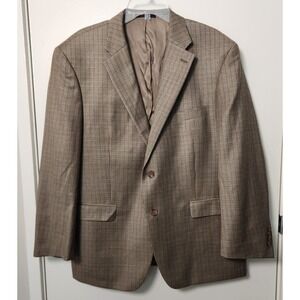 Lauren Ralph‎ Lauren Silk Wool Sports Coat Blazer Jacket Beige Houndstooth 44S